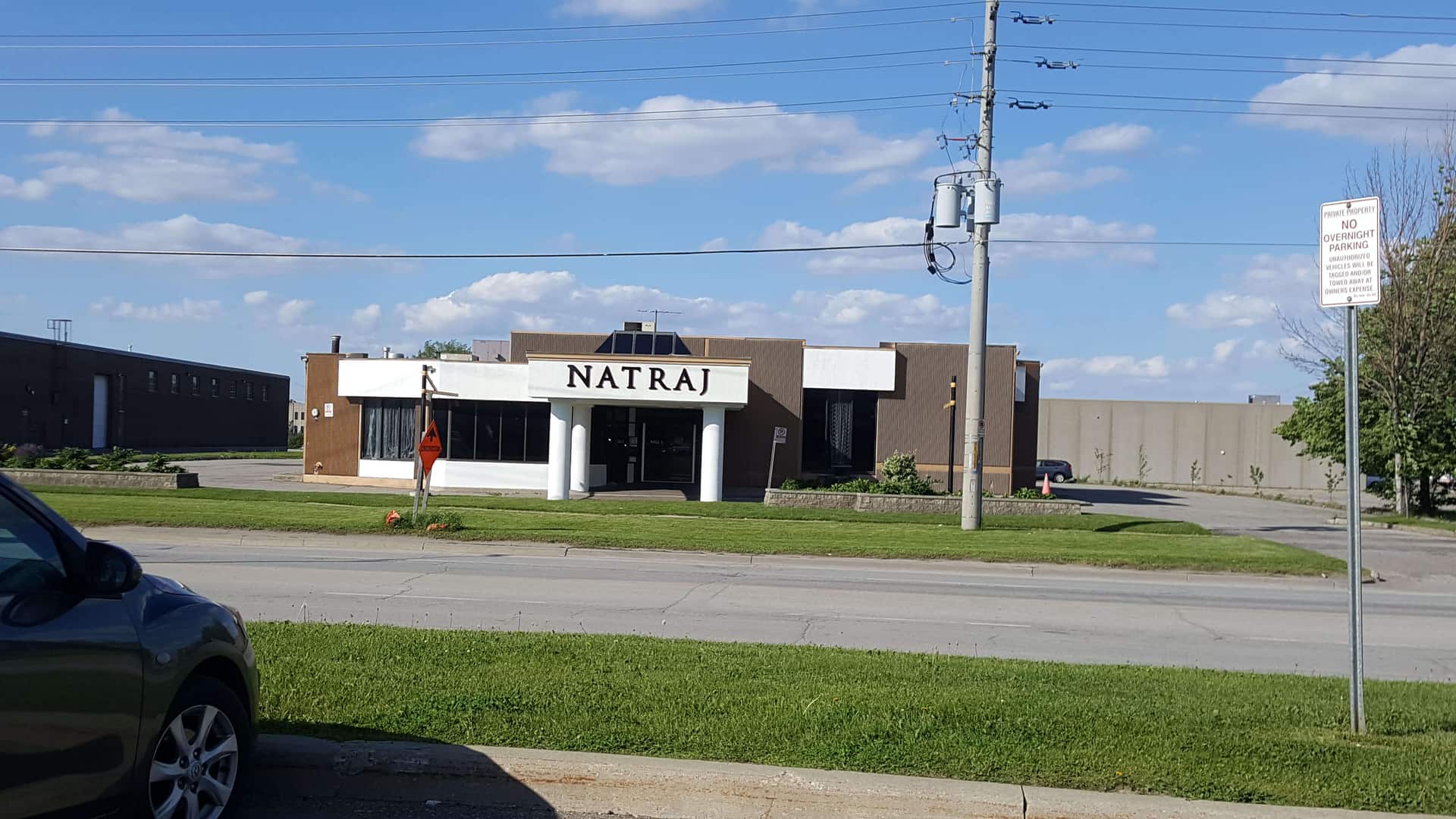 Natraj Banquet Hall seen from Torbram Road, with its free on-site parking in front.